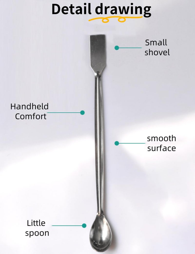 luvilly 10PCS Stainless Steel Lab Spoon Spatula - 2 in 1 Mixing and Sampling Tool - Image 4